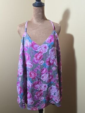 torrid Gray Cami with Pink Rose Pattern